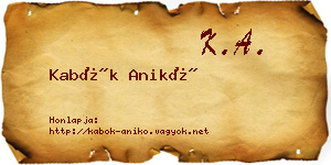 Kabók Anikó névjegykártya