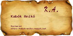 Kabók Anikó névjegykártya